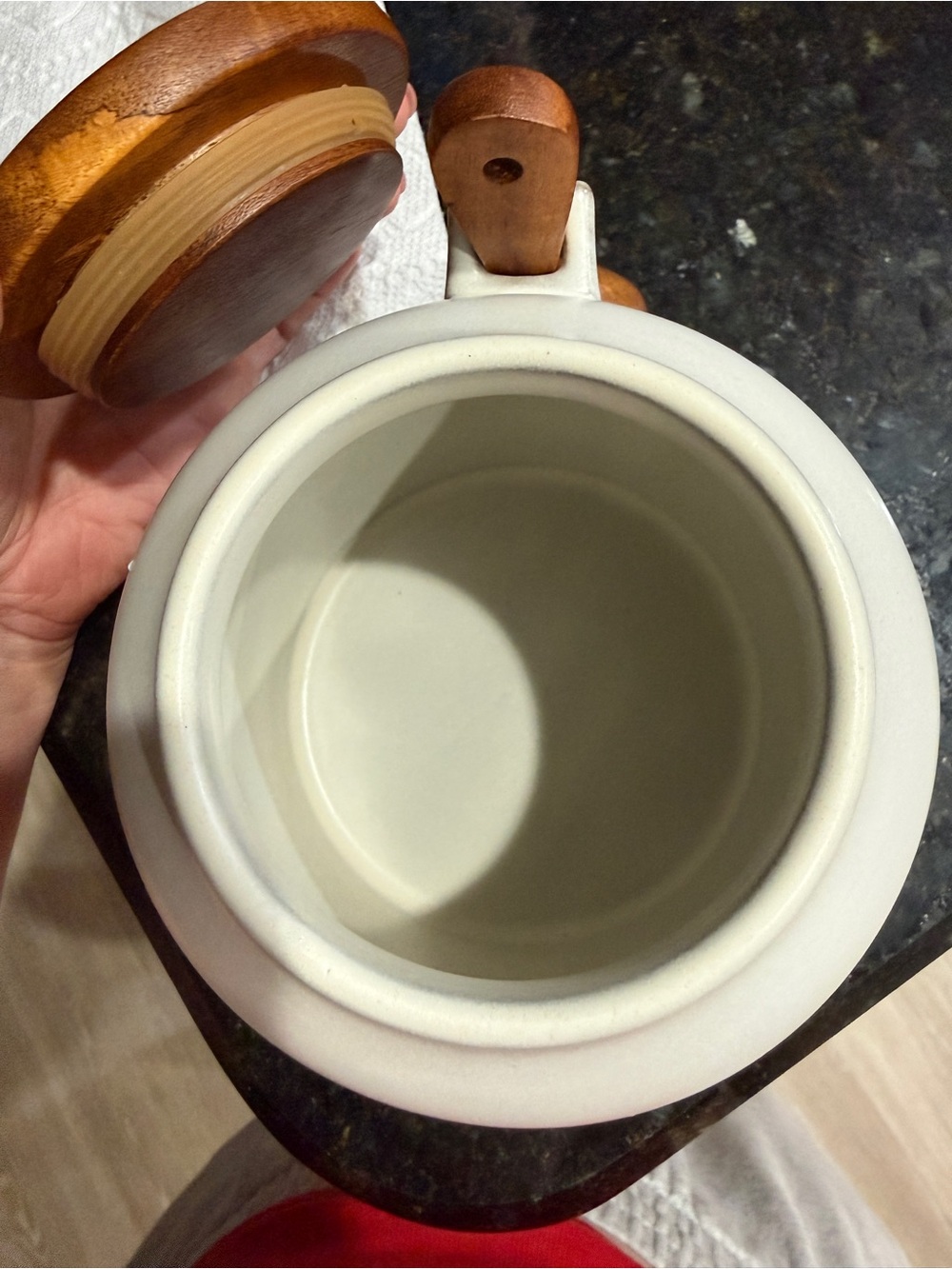 Hearth & Hand White Ceramic Coffee Canister with Wooden Lid and Spoon - Picture 3 of 4